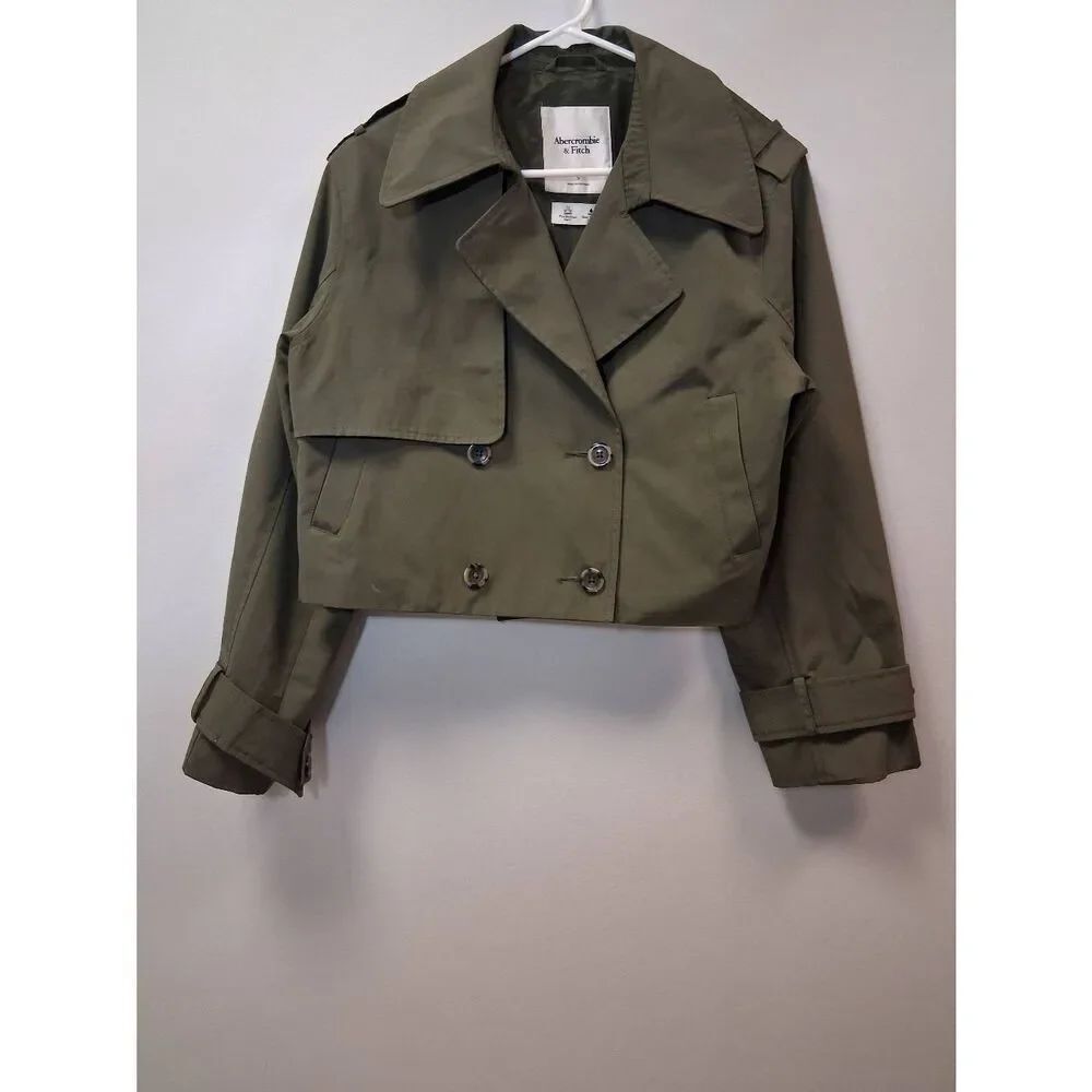 Abercrombie & Fitch womens small jacket wind water resistant cropped army green